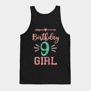 Birthday 9 Girl Cute Birthday 9th Birthday Party Tank Top